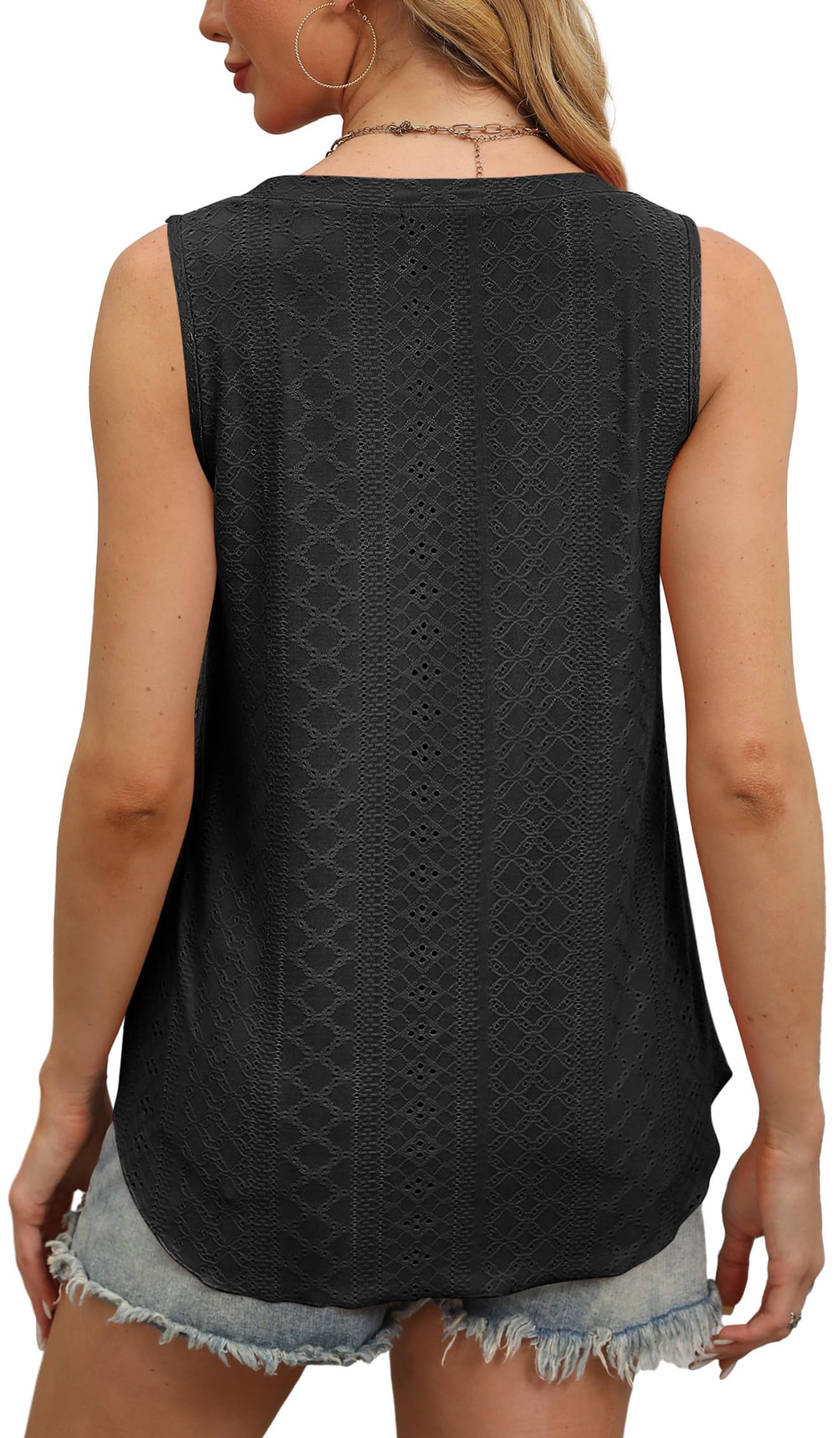 OFEEFAN Women's V-Neck Sleeveless Tank Tops - Flowy Loose Fit Basic Casual Summer Shirts for Beach, Yoga & Everyday Wear