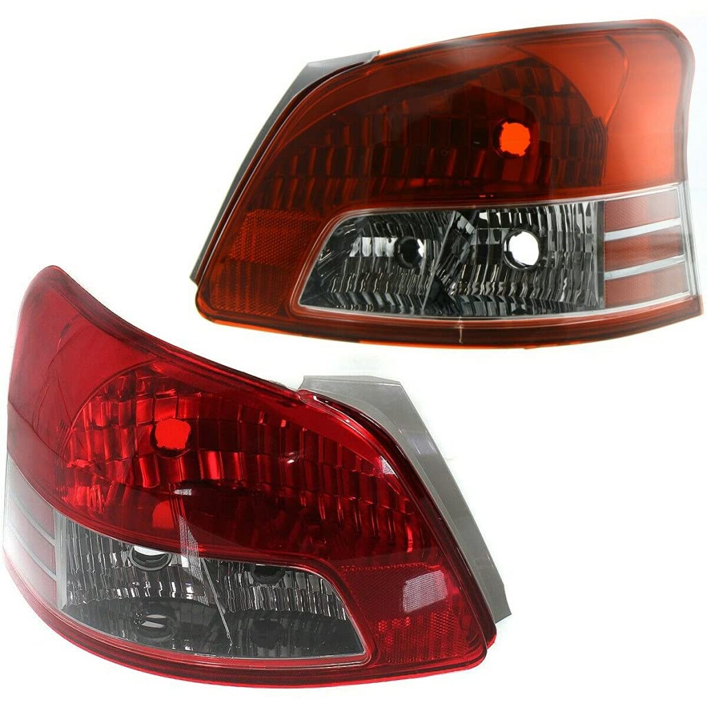 2007-2011 Toyota Yaris Sedan Pair Rear Tail Lights Assembly - Driver & Passenger Side (Part# TO2818140 TO2819140 | 81561-52680 81551-52770) - Perfect for Replacement & Car Restoration Projects