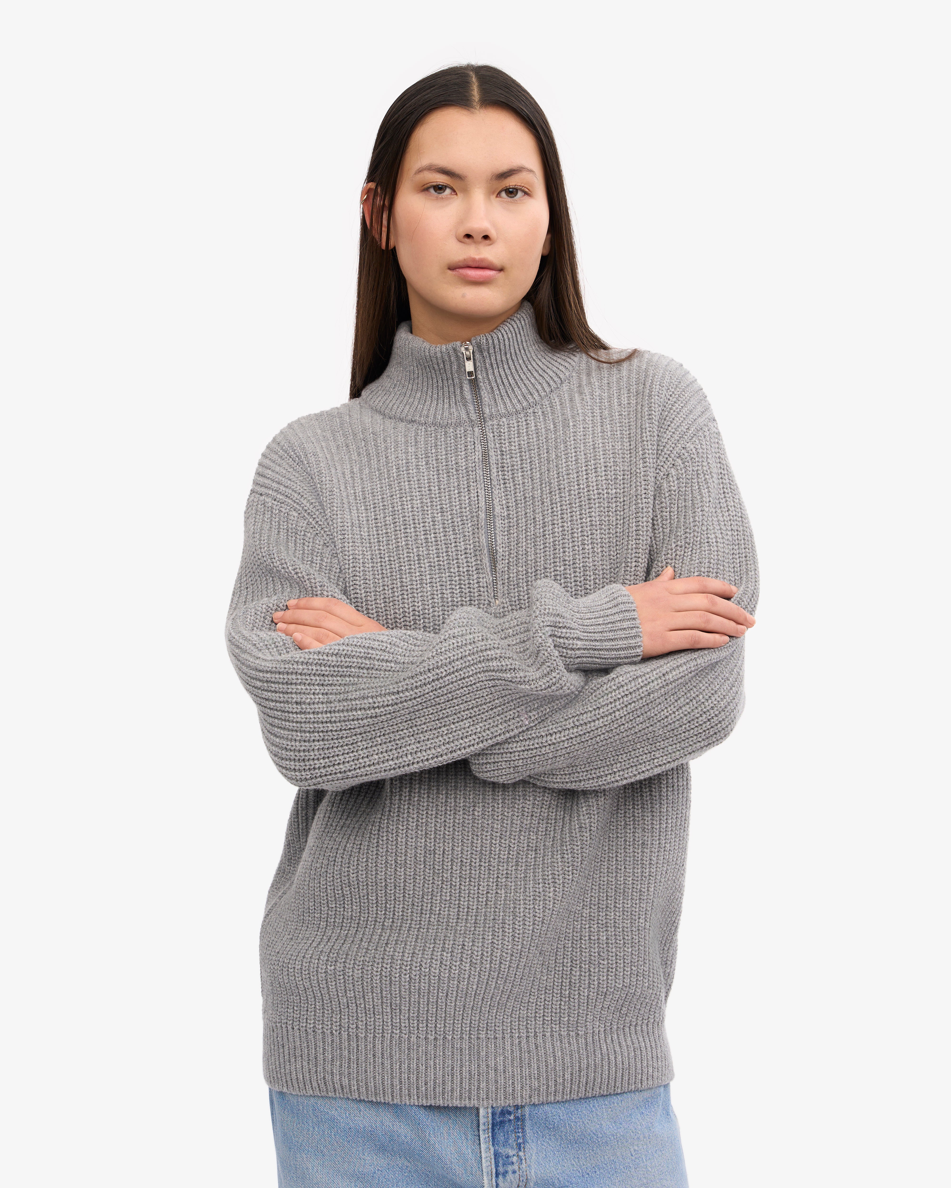 Premium Merino Wool Quarter Zip Sweater for Men & Women - Heather Grey - Comfortable & Breathable for Outdoor Activities & Casual Wear