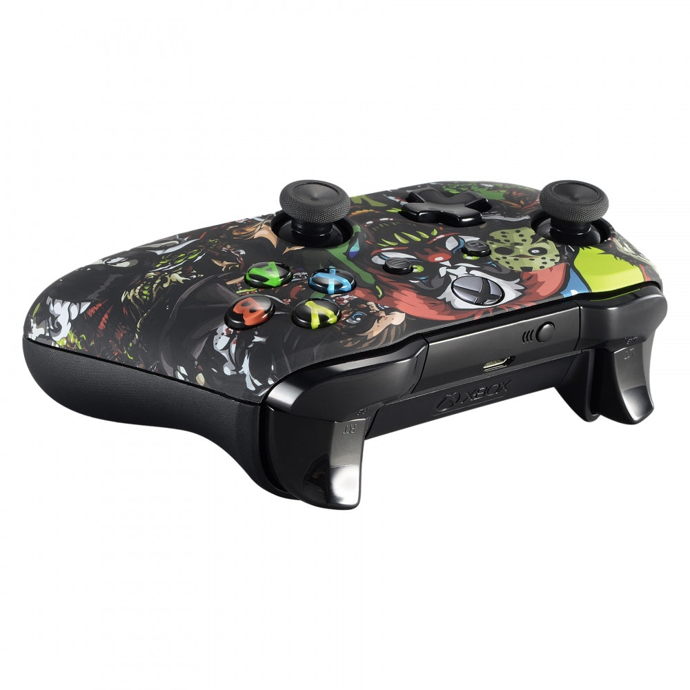 eXtremeRate Scary Party Bomb Faceplate Cover - Soft Touch Front Housing Shell with Comfortable Grip for Xbox One X & One S Controller (SXOFT11X) - Perfect for Gaming, Halloween Parties & Custom Controller Designs