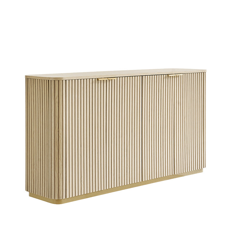 Modern Curved Wood Cabinet - Elegant Storage Solution for Living Room, Bedroom & Office | Solid Wood Furniture with Sleek Design for Home Organization
