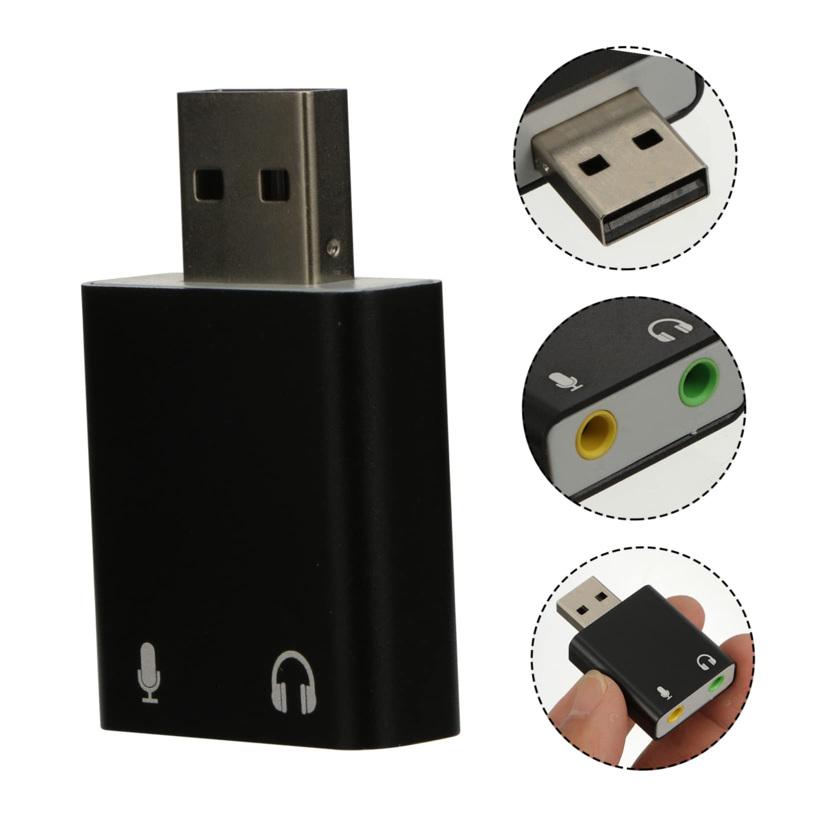 OSALADI 2-Pack USB External Sound Card - High-Quality Stereo Audio Adapter for Laptop & PC, Aluminum Alloy USB Headset & Microphone Adapter with 3D Sound | Perfect for Gaming, Online Meetings & Music Production