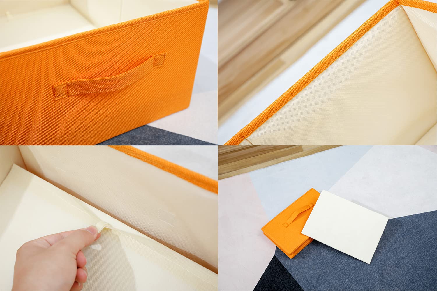 ALYER Foldable Fabric Storage Bin with Handles - Collapsible Shelf Organizer for Closet, Nursery, Office | Perfect for Toys, Books, Clothes & Baby Items (Orange) - Space-Saving Home & Office Organization Solution