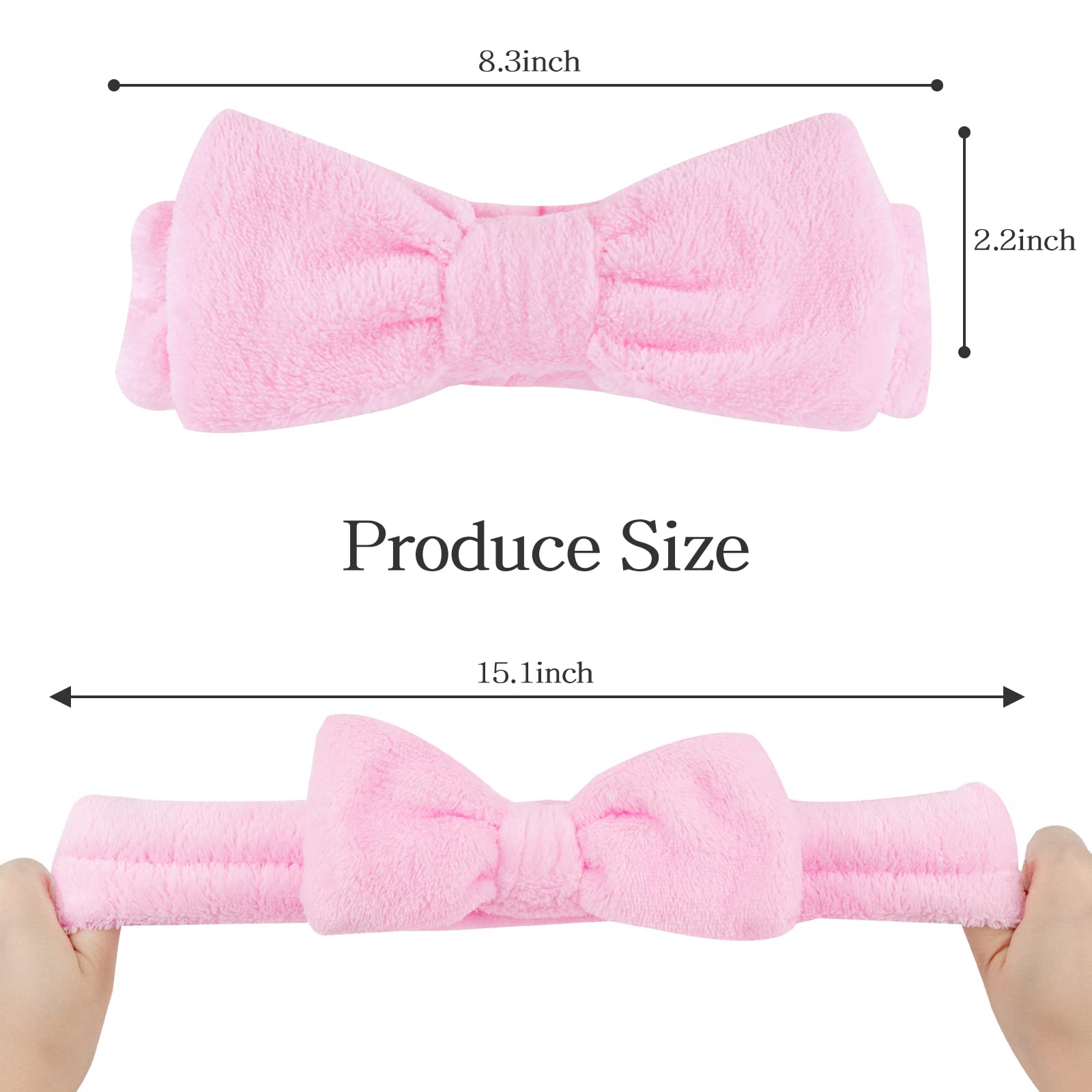 Casoty 6-Pack Pink Spa Headbands for Women - Soft Fleece Hair Bands for Face Washing, Skincare, Makeup & Yoga - Gentle Non-Slip Hair Accessories for Bath, Salon & Home Spa Days
