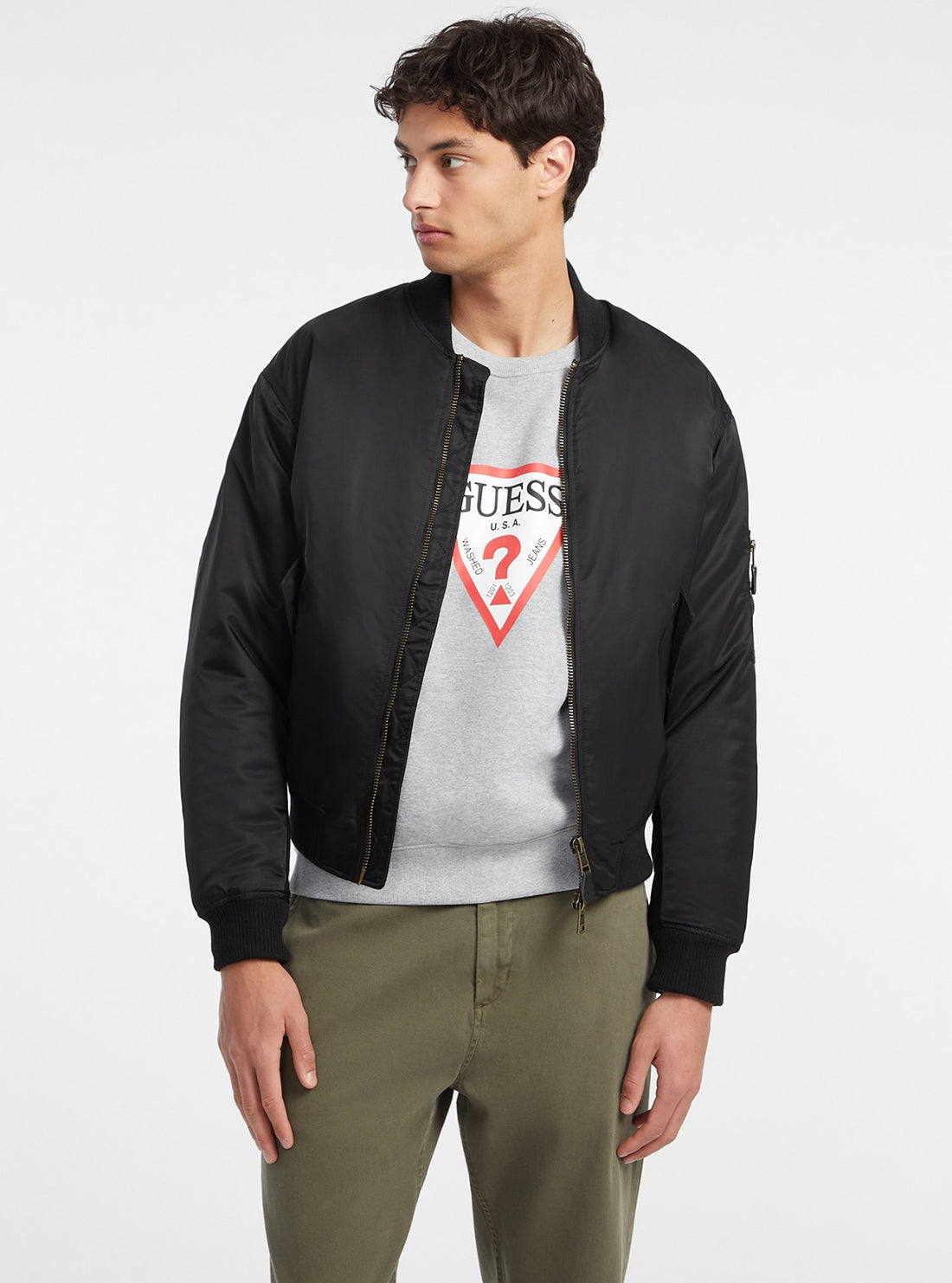 Guess Women's Black Bomber Jacket - Stylish Faux Leather Moto Jacket with Ribbed Trim | Perfect for Casual Outings, Night Out & Fall Layering