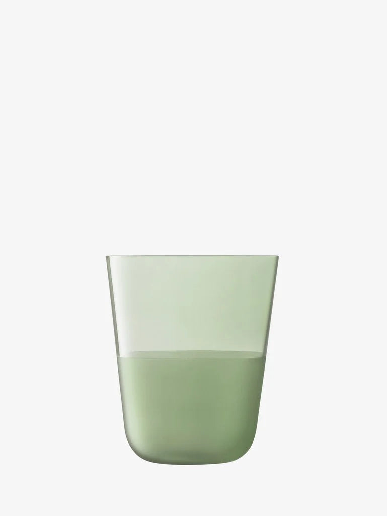 LSA Arc Contrast Tumbler Set of 2 - Moss Green Glass Cups with Textured Design - Perfect for Iced Coffee, Cocktails & Home Decor
