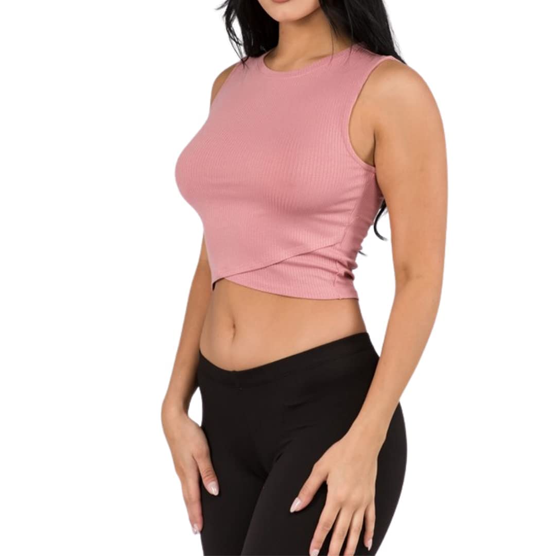 Women's Cotton Rib Crop Tank Top - Sleeveless Fitted Vest with Round Neck & Solid Color | Perfect for Layering, Summer Outfits, and Casual Wear