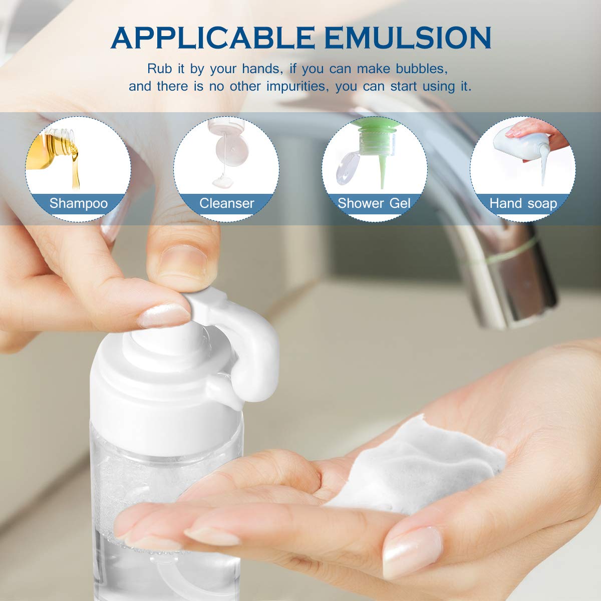 4 Pack Refillable Pump Bottles - Empty Reusable Dispenser Containers for Lotion, Soap & Shampoo - Perfect for Home, Travel & DIY Projects