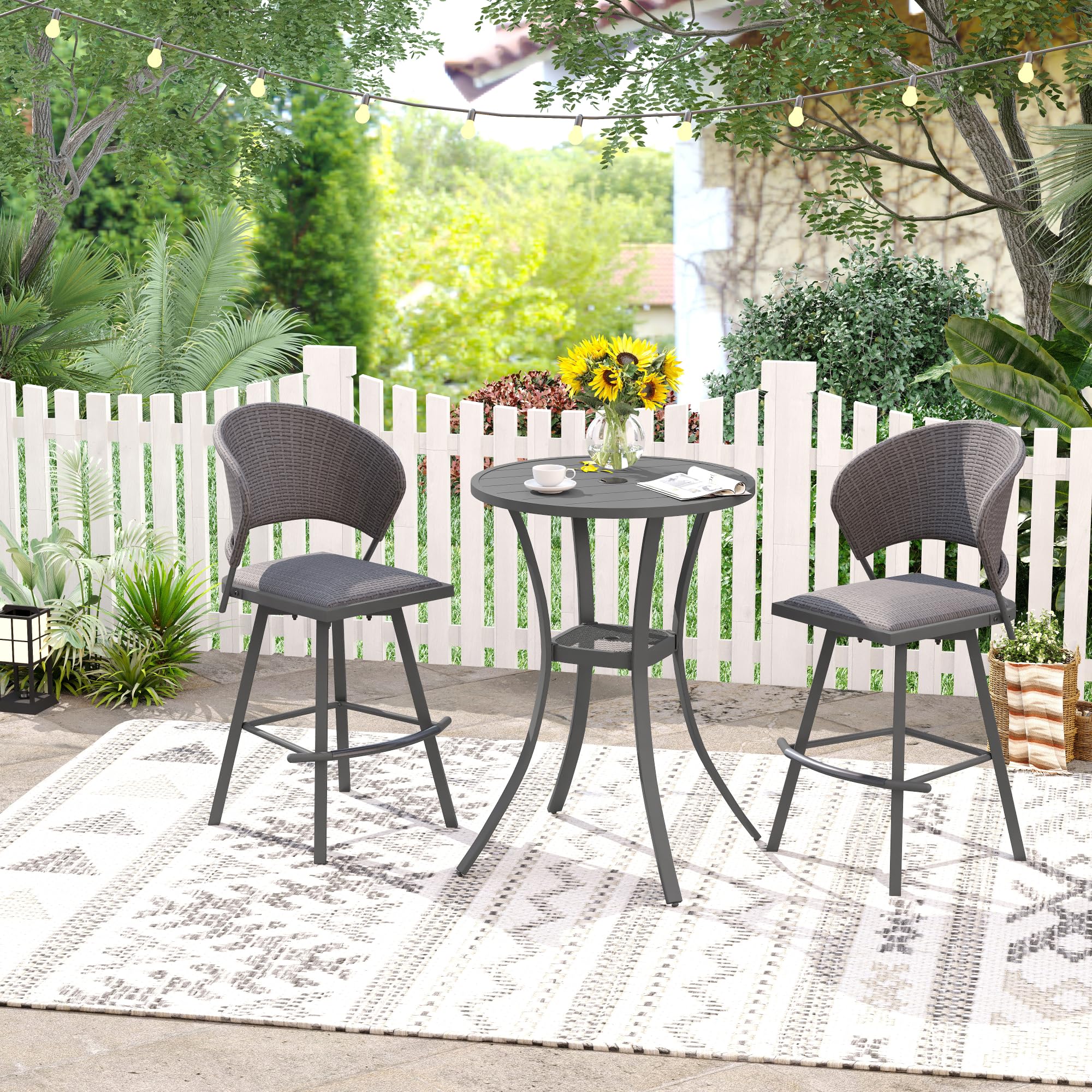 VICLLAX 3-Piece Outdoor Bar Set with 27.6