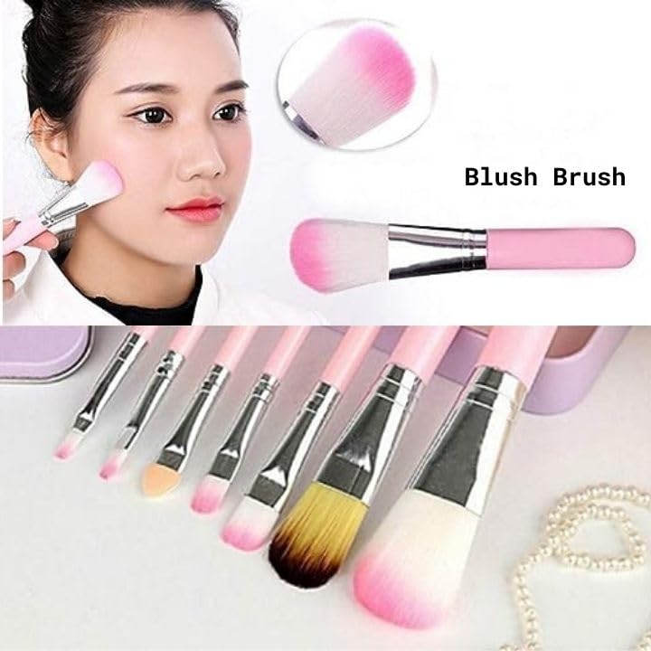 PAARTHO Mini Pink Eye & Lip Makeup Brush Set - 6 Piece Professional Cosmetic Brush Kit for Eyeshadow, Eyeliner & Lipstick Application | Perfect for Travel, Makeup Beginners & Daily Beauty Routine