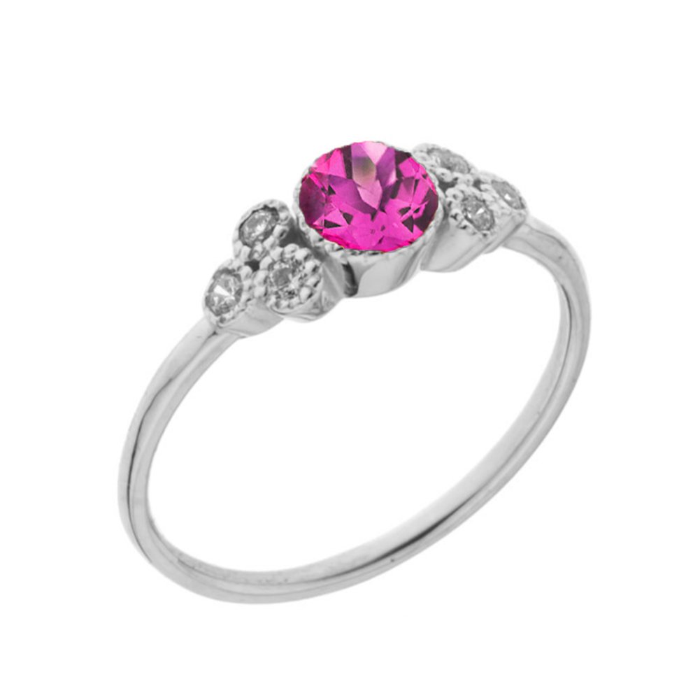 10k White Gold June Birthstone Floral Cluster Promise Ring with White Topaz – Elegant Jewelry Gift for Her, Perfect for Anniversaries, Engagements & Special Occasions