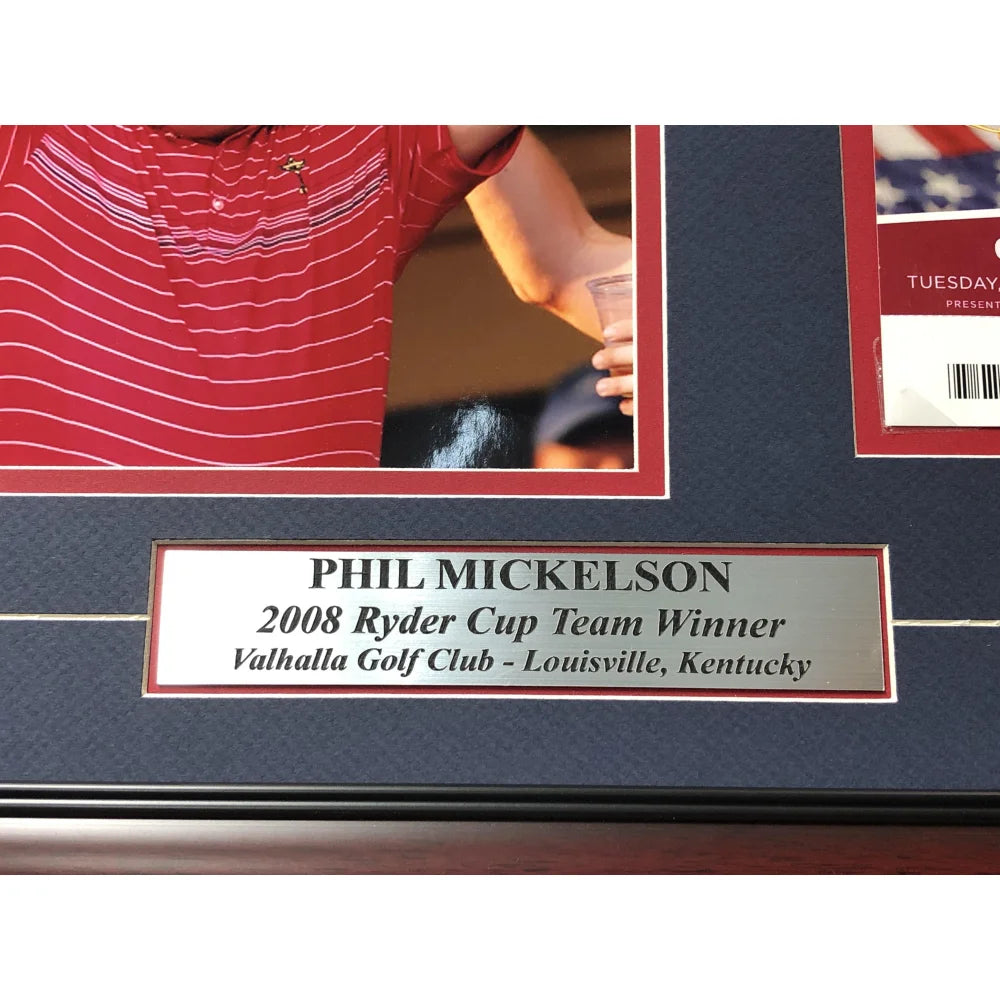 Authentic 2008 Ryder Cup Framed Ticket Collage with COA - Phil Mickelson & Tiger Woods PGA Golf Memorabilia - Perfect for Golf Fans, Man Cave Decor & Sports Collectibles
