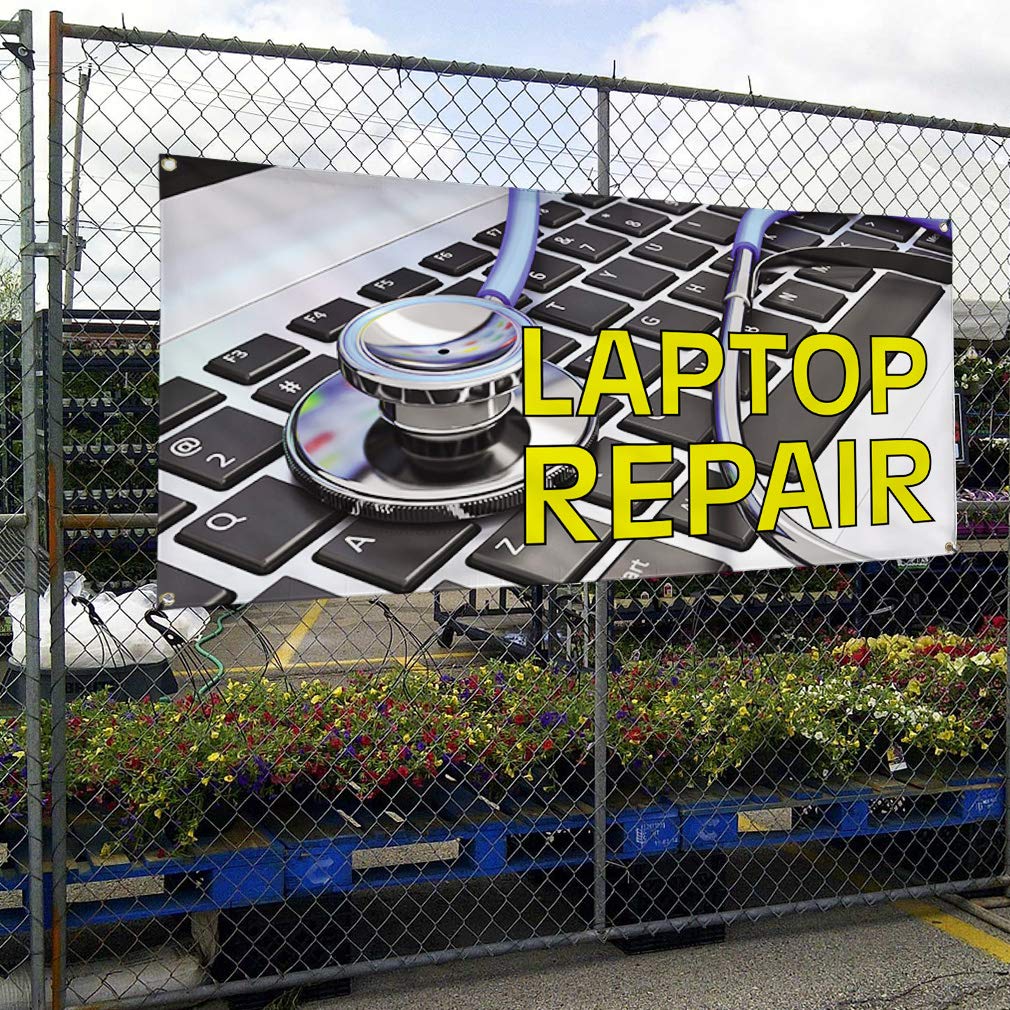 Vinyl Banner - Multiple Sizes (60x144 Inches) for Outdoor Advertising, Business Signs, Yard Signs & Laptop Repair - Weatherproof Industrial Material with 10 Grommets - Perfect for Storefronts, Events, Construction Sites & Trade Shows