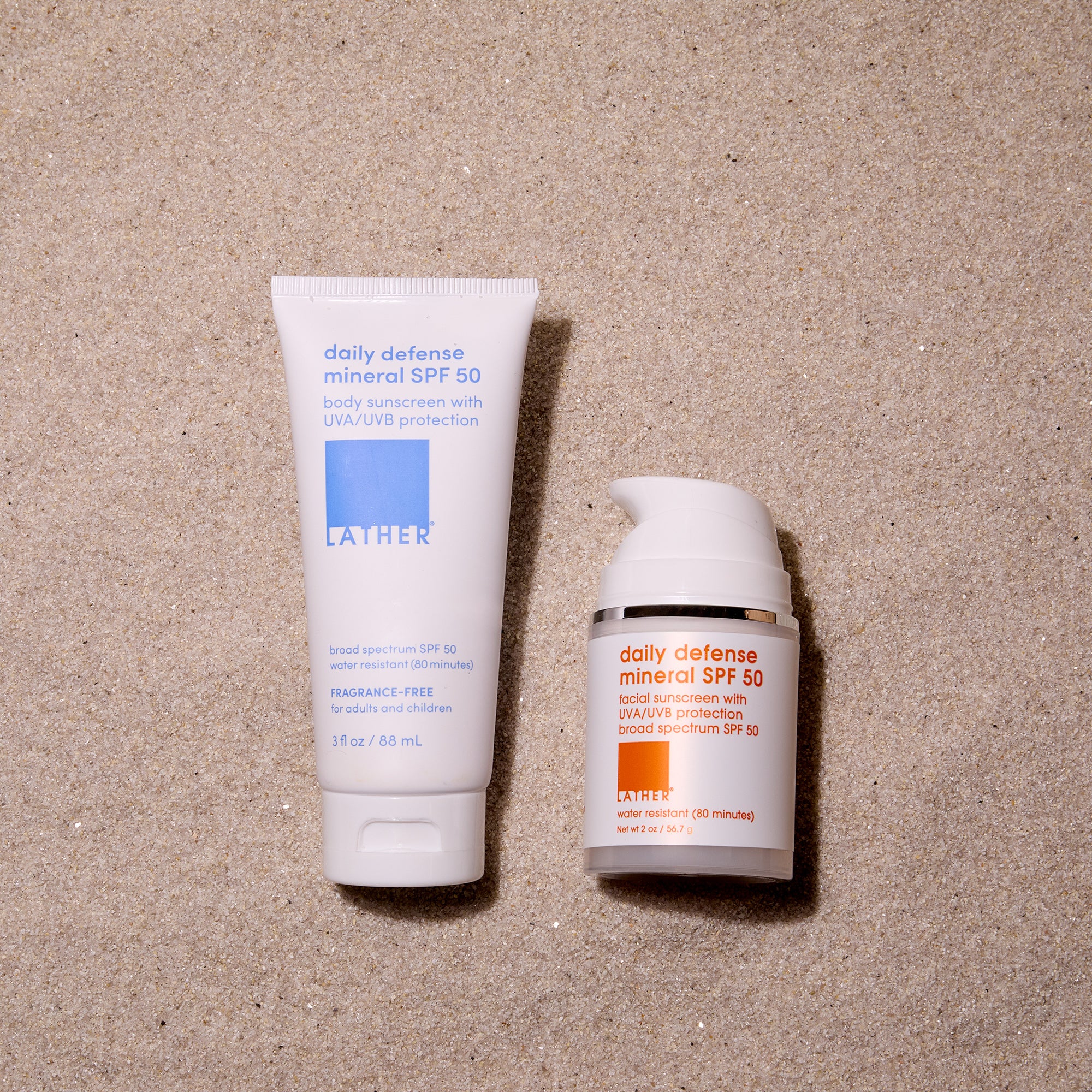 Broad Spectrum SPF 50 Sunscreen Duo Set - Water Resistant Face & Body Sun Protection for Outdoor Activities, Beach, Swimming & Daily Use