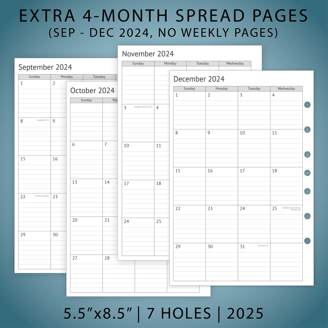 2025 Planner Refills for 3-Ring Mini Binder - Weekly & Monthly Appointment Book Inserts with Tabs, 7-Hole Punched (Classic/Size 4) | Perfect for Organizing Schedules, Meetings, and Personal Tasks at Home or Office
