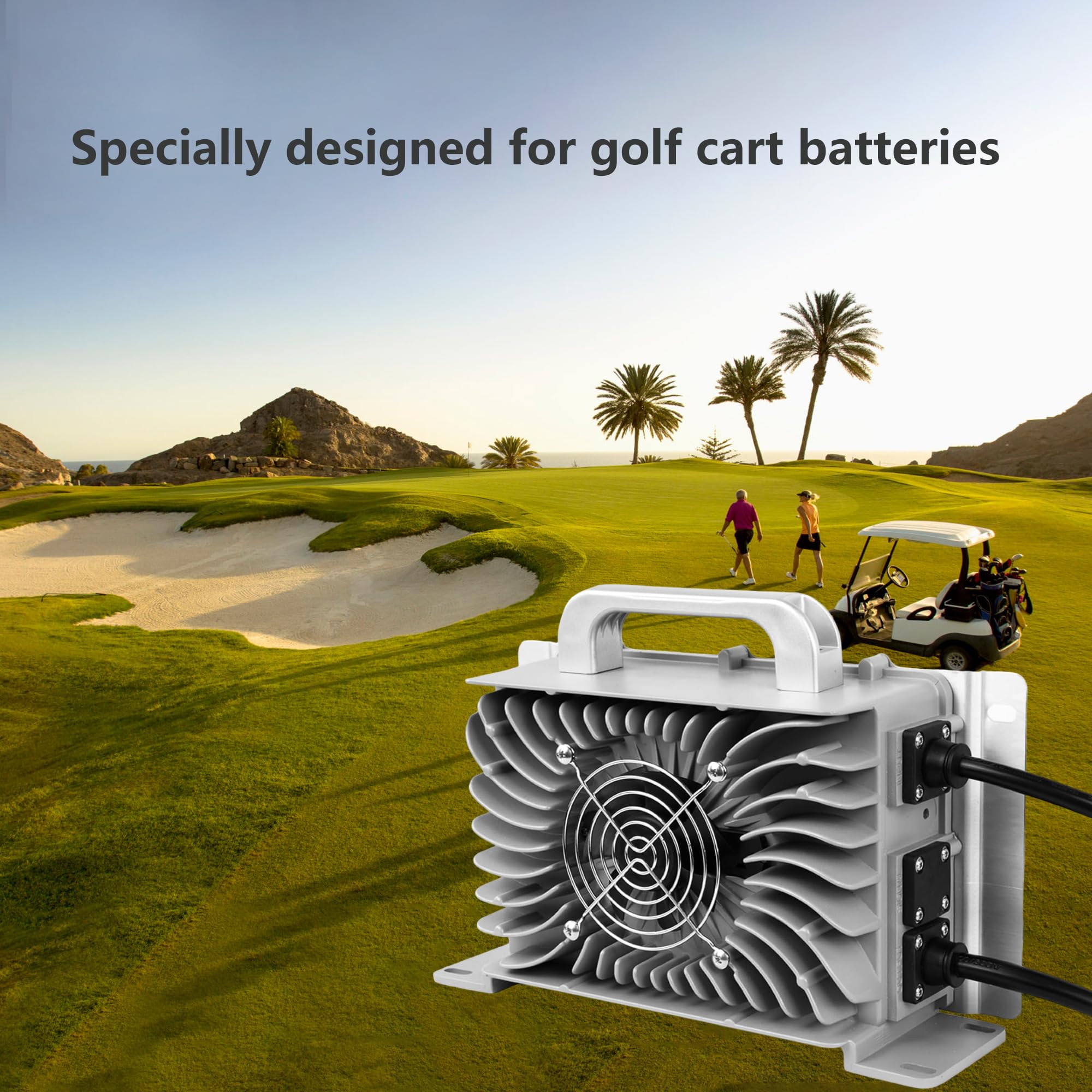 48V 58.4V 15A Waterproof Lifepo4 Golf Cart Battery Charger with Multiple Protection - Fast Charging Lithium Battery Charger for 48V Golf Carts - Perfect for Golf Courses, Resorts & RV Power Supply