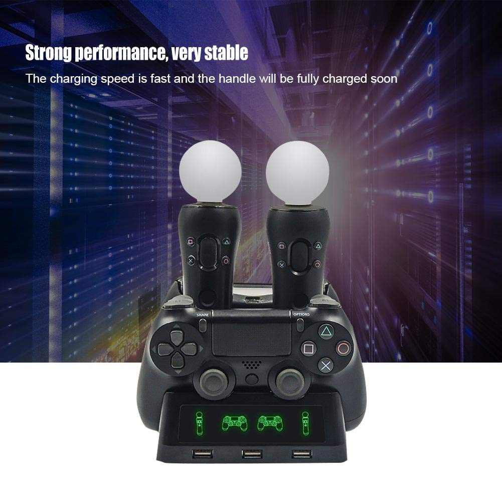 4-Port USB Charging Dock Station for PS4 VR & Move Controllers - Fast Charging Stand for Multiple Gaming Accessories | Perfect for Gaming Setups & Multi-Device Charging