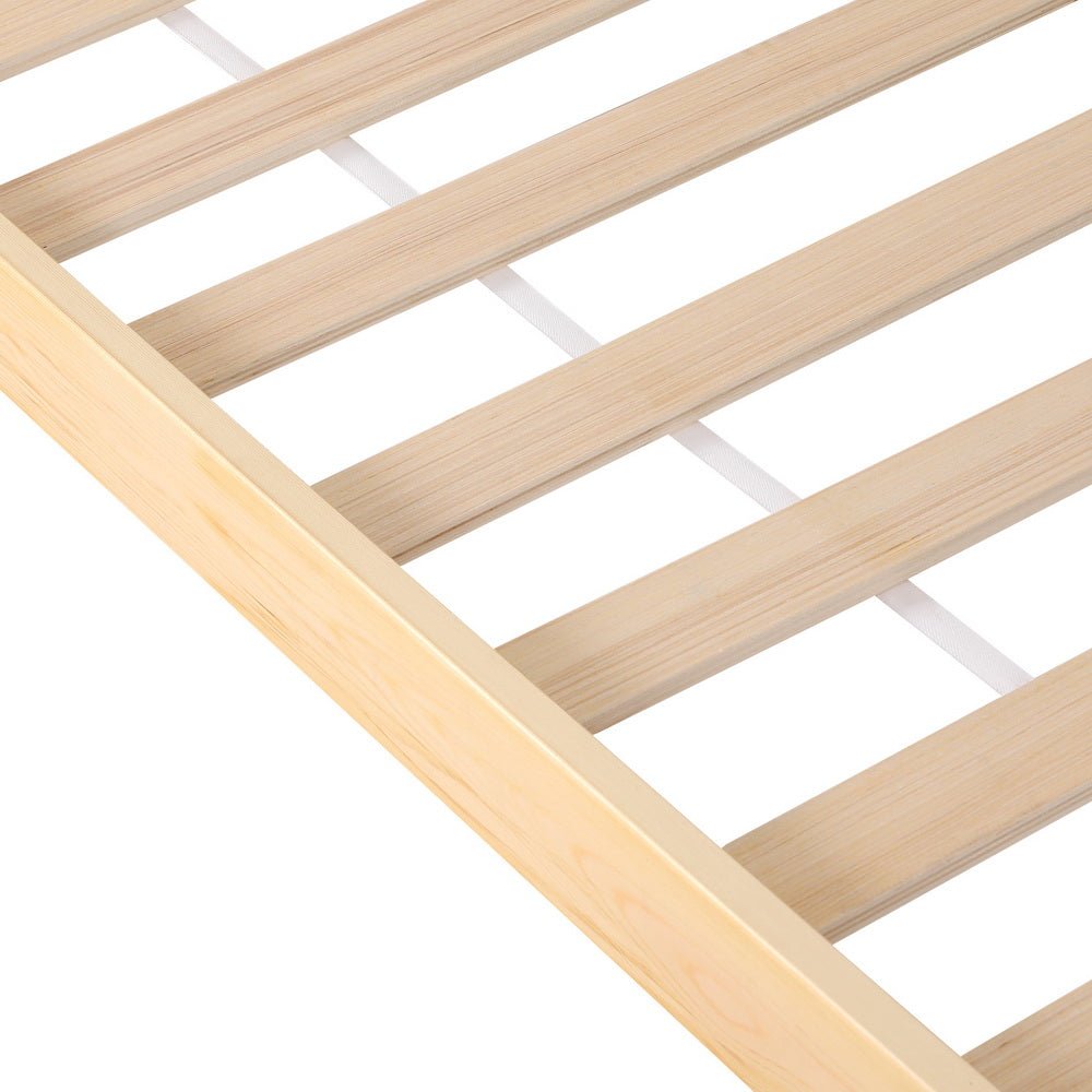Rita Rattan Wooden Bed Frame with Pine & Bonita Pillow Top Medium Firm Mattress - Double Package, Perfect for Master Bedroom, Guest Room or Vacation Home