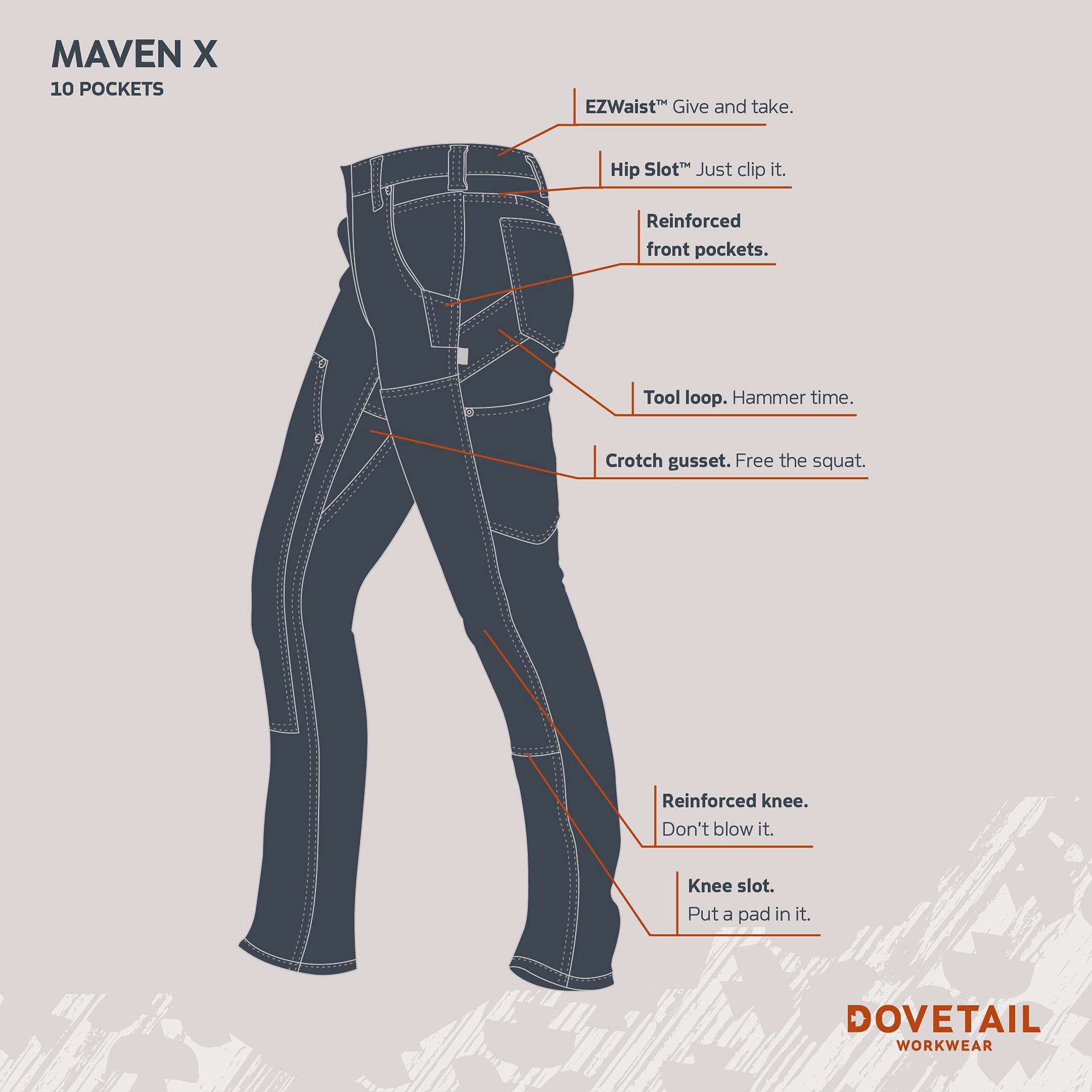 Dovetail Workwear Maven X Women's Cargo Pants - Slim Leg Fit with 10 Functional Pockets | Durable & Stylish Work Pants for Construction, Landscaping & Outdoor Activities