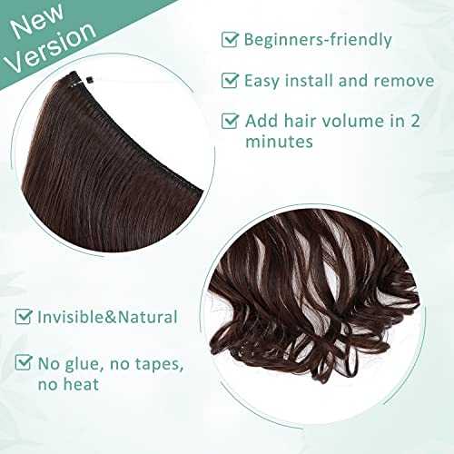 Premium Curly Synthetic Invisible Wire Hair Extensions - Seamless Clip-In Extensions for Volume & Length - Perfect for Parties, Weddings & Everyday Styling