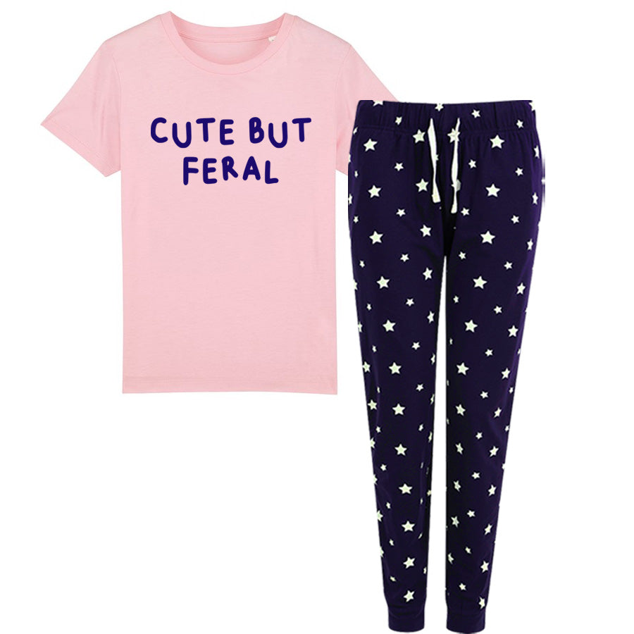 Adorable Star Print Pajama Set for Women - Soft & Comfortable Sleepwear in Pink - Perfect for Cozy Nights & Loungewear