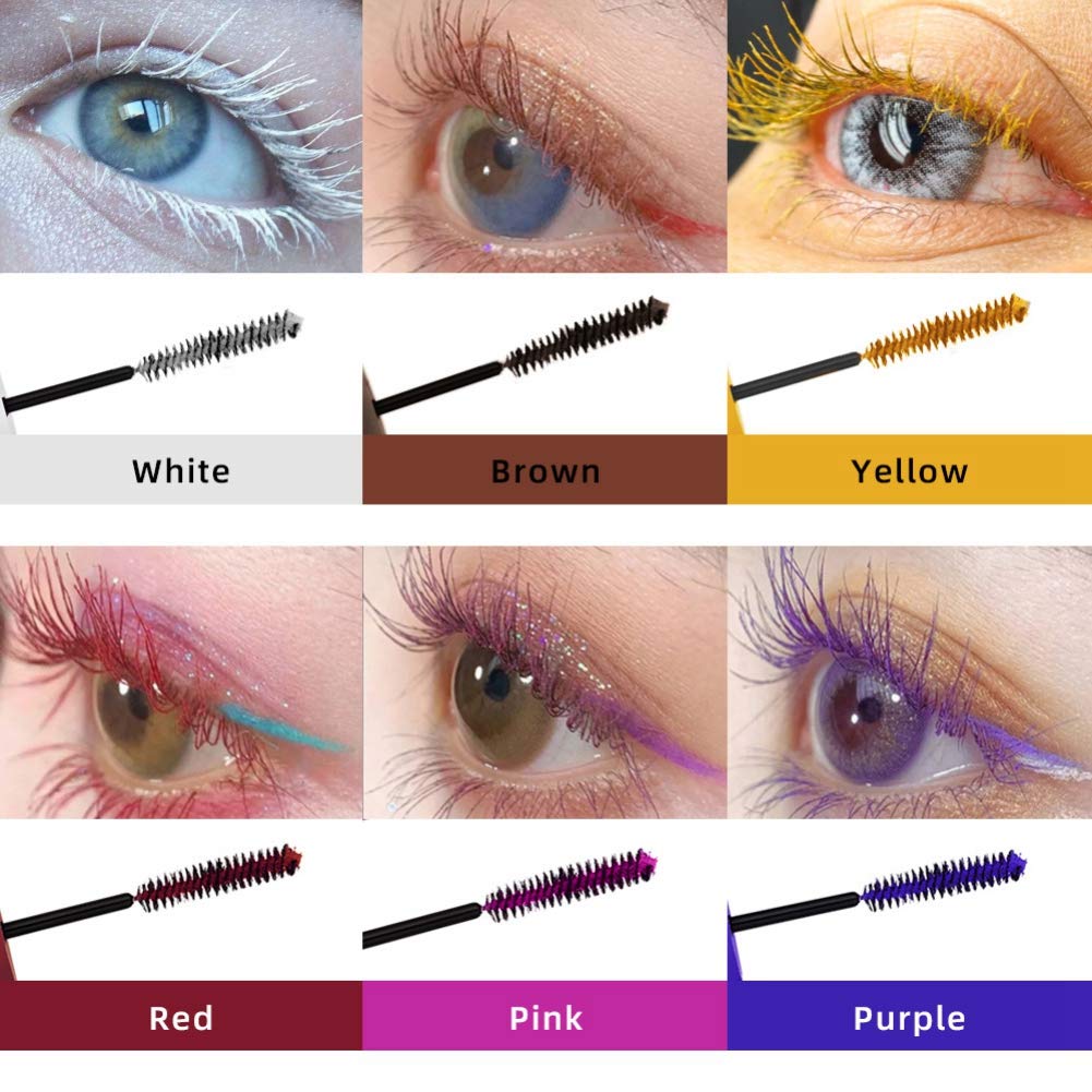 Lucoss Bold Colored Mascara - 4D Silk Fiber Waterproof Mascara for Dramatic Lashes (Purple/Yellow/Brown/White) | Perfect for Halloween, Cosplay, Parties & Bold Everyday Looks