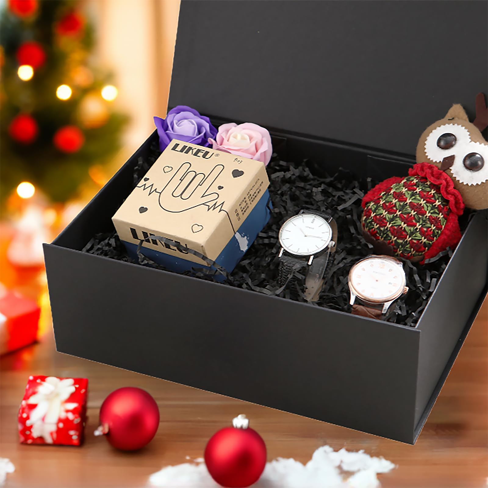 Happy Potato 1 LB Black Shredded Crinkle Paper - Premium Gift Basket Filler & Wrapping Material for Birthdays, Weddings, Baby Showers & Party Decorations