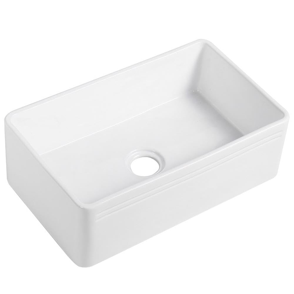 White Ceramic 30-inch Single Bowl Farmhouse Apron Kitchen Sink - Durable & Stylish for Modern Farmhouse, Rustic, and Country Style Kitchens - Perfect for Washing Dishes, Food Prep, and Decorating Your Dream Kitchen