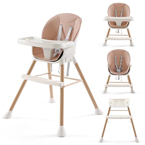 6-in-1 Adjustable Convertible High Chair for Babies & Toddlers | Dishwasher Safe Feeding Tray | Soybean Powder Color | Perfect for Dining, Weaning & Playtime
