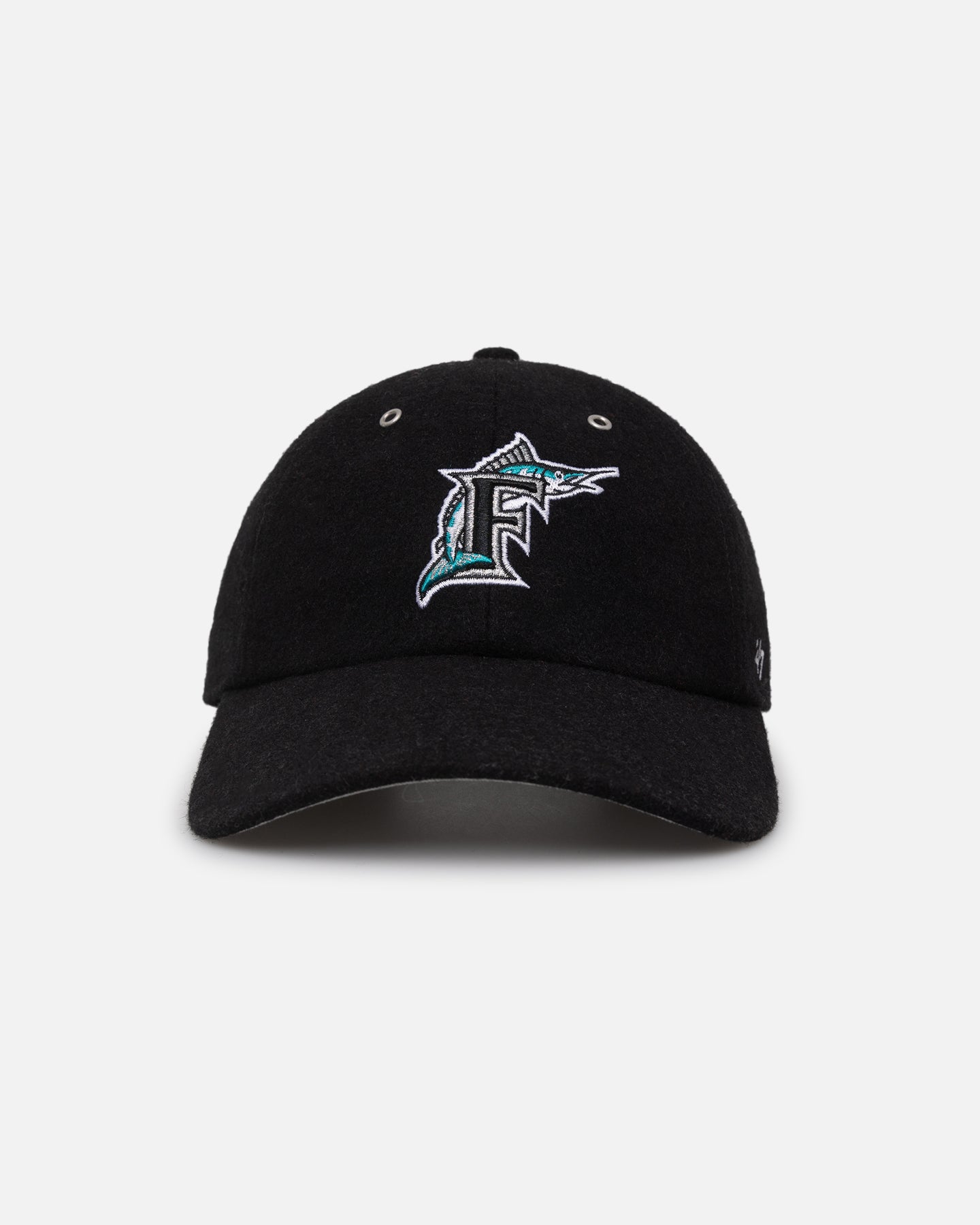 47 Brand Florida Marlins 'Wooly Clean Up' Strapback Black Hat - Adjustable Baseball Cap for Men & Women, Perfect for Sports Games, Outdoor Activities & Casual Wear