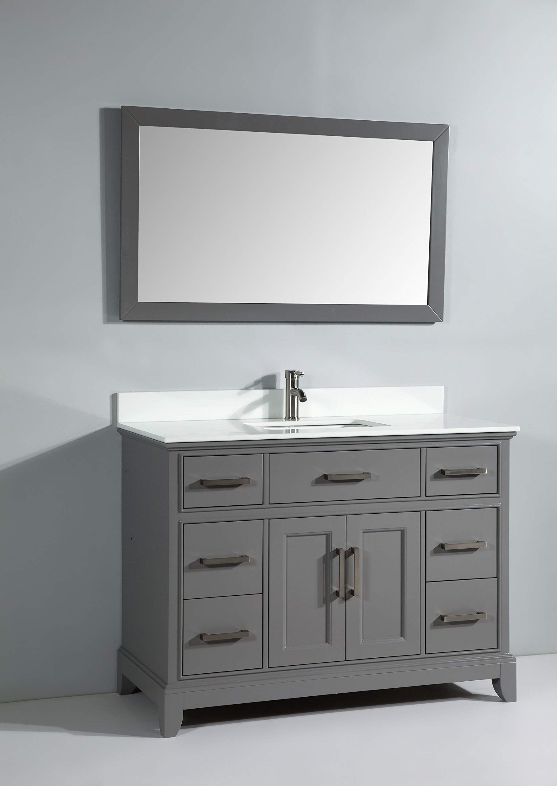 Vanity Art 60 Inch Modern Bathroom Vanity Set with Carrara Marble Top, Sink & Mirror | Soft Close Doors, Dovetail Drawers, Brushed Nickel Handles | Perfect for Master Bath, Guest Bath & Small Space Remodeling (VA1060-G)