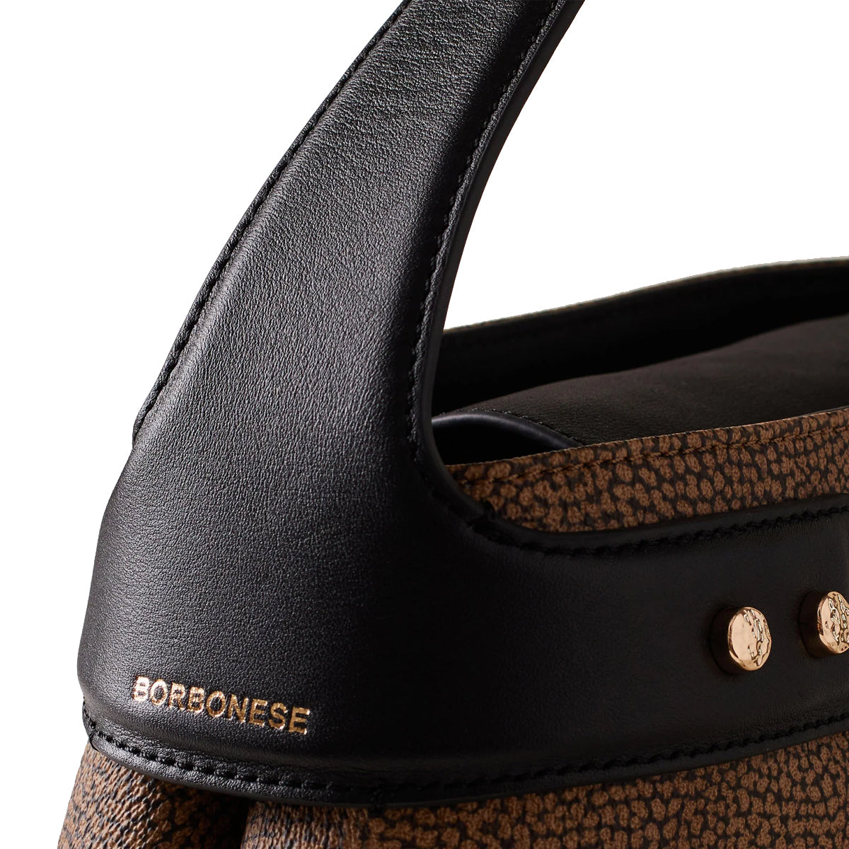 Borbonese Armor Medium OP Naturale Nero Handbag - Premium Leather Tote Bag for Women | Stylish Everyday Purse for Work, Travel & Shopping