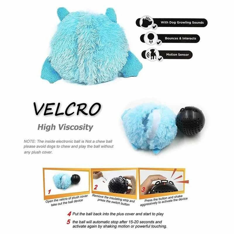 Interactive Plush Monster Giggle Ball - Shake & Bounce Dog Toy for Small & Large Dogs - Fun Chew Toy for Indoor & Outdoor Playtime