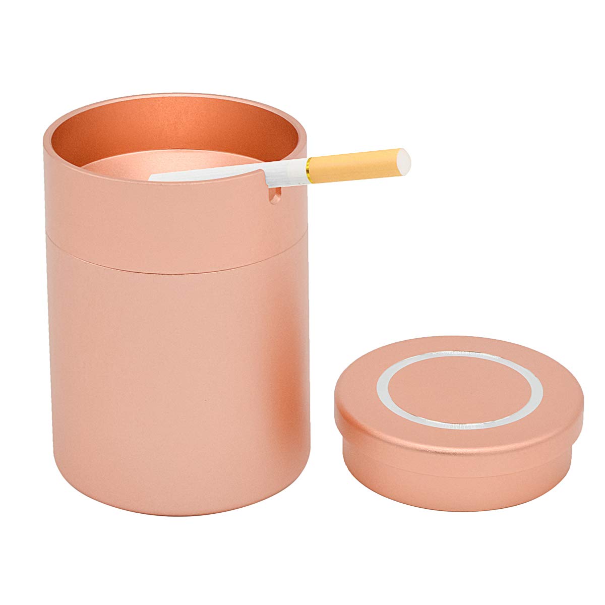 Portable Windproof Aluminum Alloy Smokeless Ashtray with Lid - Detachable Car Holder & Outdoor Cigarette Ashtray for Home, Patio, Table Decor | Perfect for Travel, Camping & Car Use