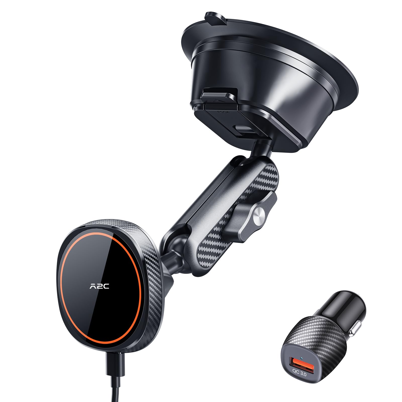 MagSafe Car Mount Charger - Magnetic Wireless Car Phone Holder with Vacuum Suction Cup for iPhone 16/15/14/13/12 Series | Fast Charging, Secure Mount for Driving & Navigation