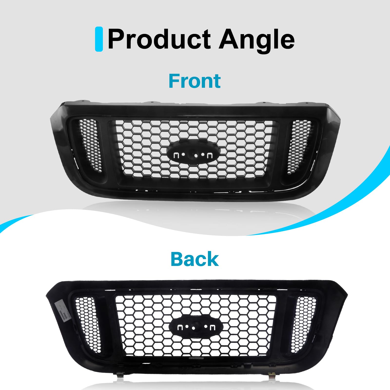 2004-2005 Ford Ranger Pickup Front Black Grille Grill Assembly Replacement (FO1200460 4L5Z8200DAF) - Durable Aftermarket Car Parts for Off-Road & Daily Driving