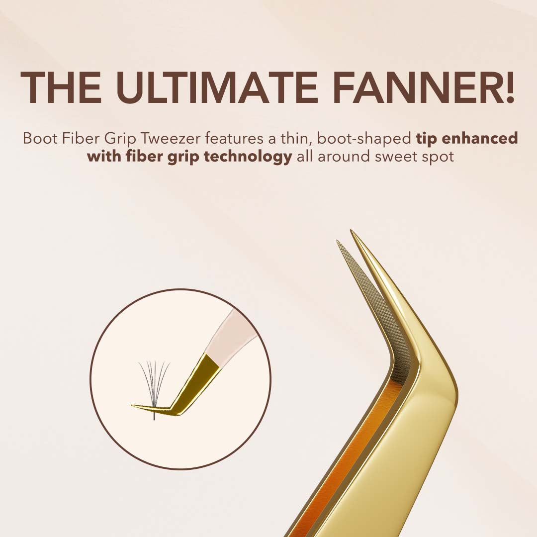 Thin Boot Tweezer with Fiber Grip - Tan Color for Precise Hair Removal | Perfect for Eyebrows, Face & Body Grooming at Home or Salon Use