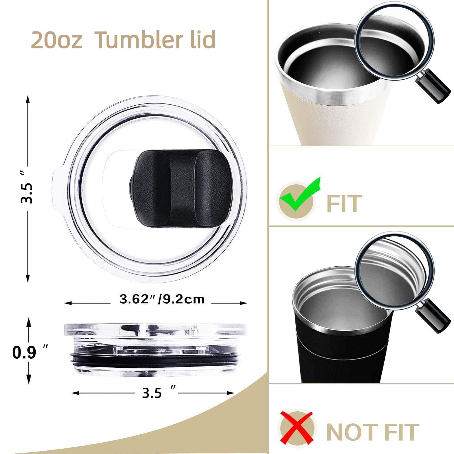 2 Pack Magnetic Tumbler Lids - 20 oz Leakproof Replacement Lids for YETI Rambler, Ozark Trail, RTIC Tumblers - Perfect for Coffee, Tea & Cold Drinks On The Go