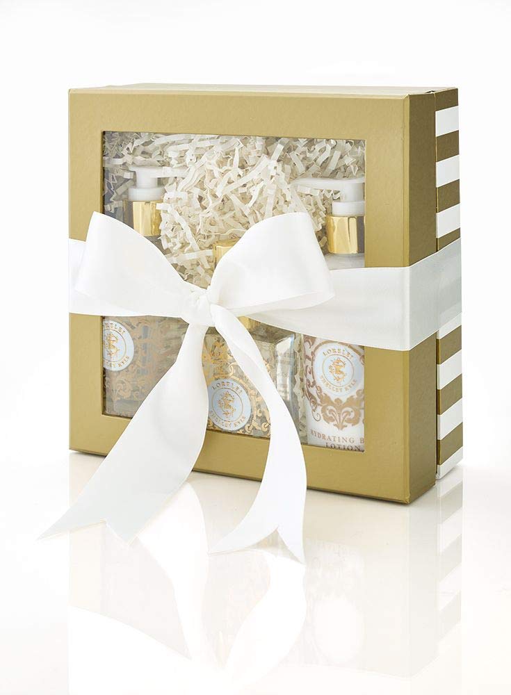 Shelley Kyle Lorelei Complete Gift Set - Hydrating Body Lotion, Foaming Bath Gel & Perfume in Elegant Cream & Gold Gift Box with Ribbon | Perfect Birthday, Anniversary & Valentine's Day Present for Her