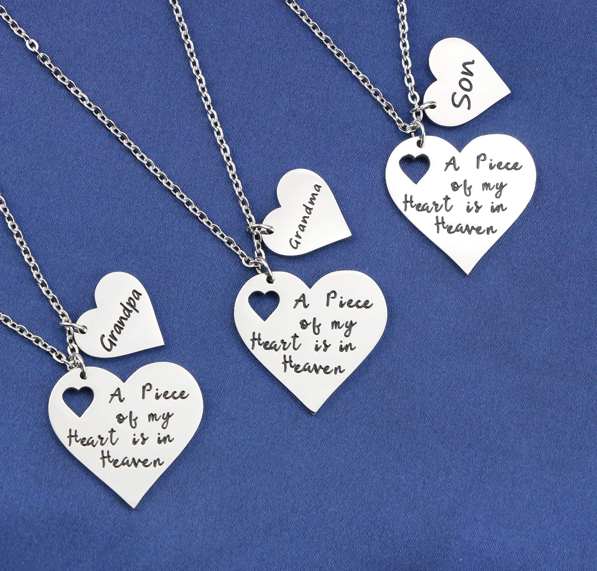 Heaven Memorial Necklace for Women - Stainless Steel Silver Pendant Sympathy Gift for Loss of Loved One - Perfect for Sisters, Grieving & Remembrance Jewelry