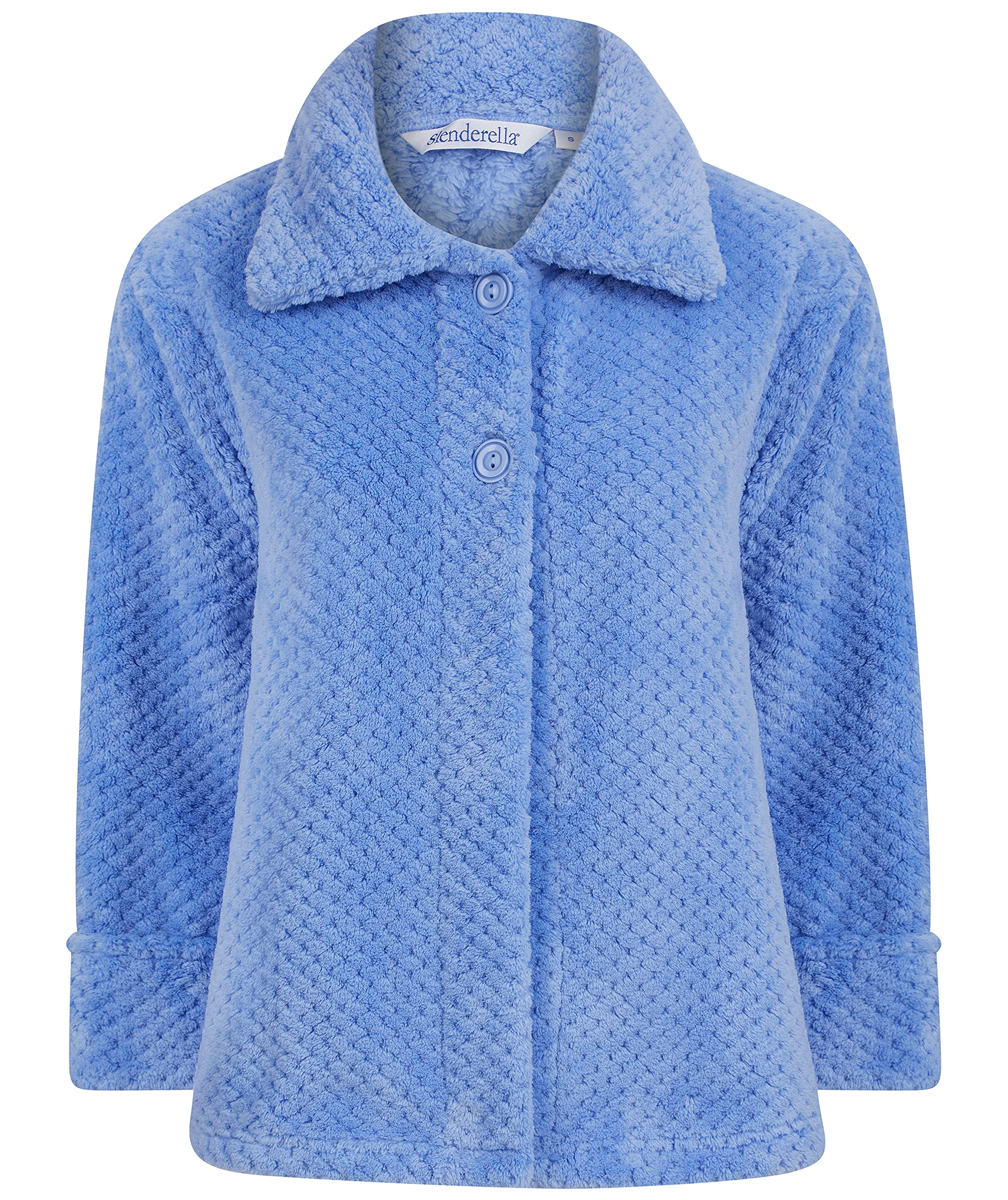 Slenderella Women's Soft Waffle Fleece Bed Jacket - Button Up Collar House Coat for Lounge & Sleepwear (5 Colors) - Perfect for Relaxing at Home, Morning Coffee & Cozy Evenings