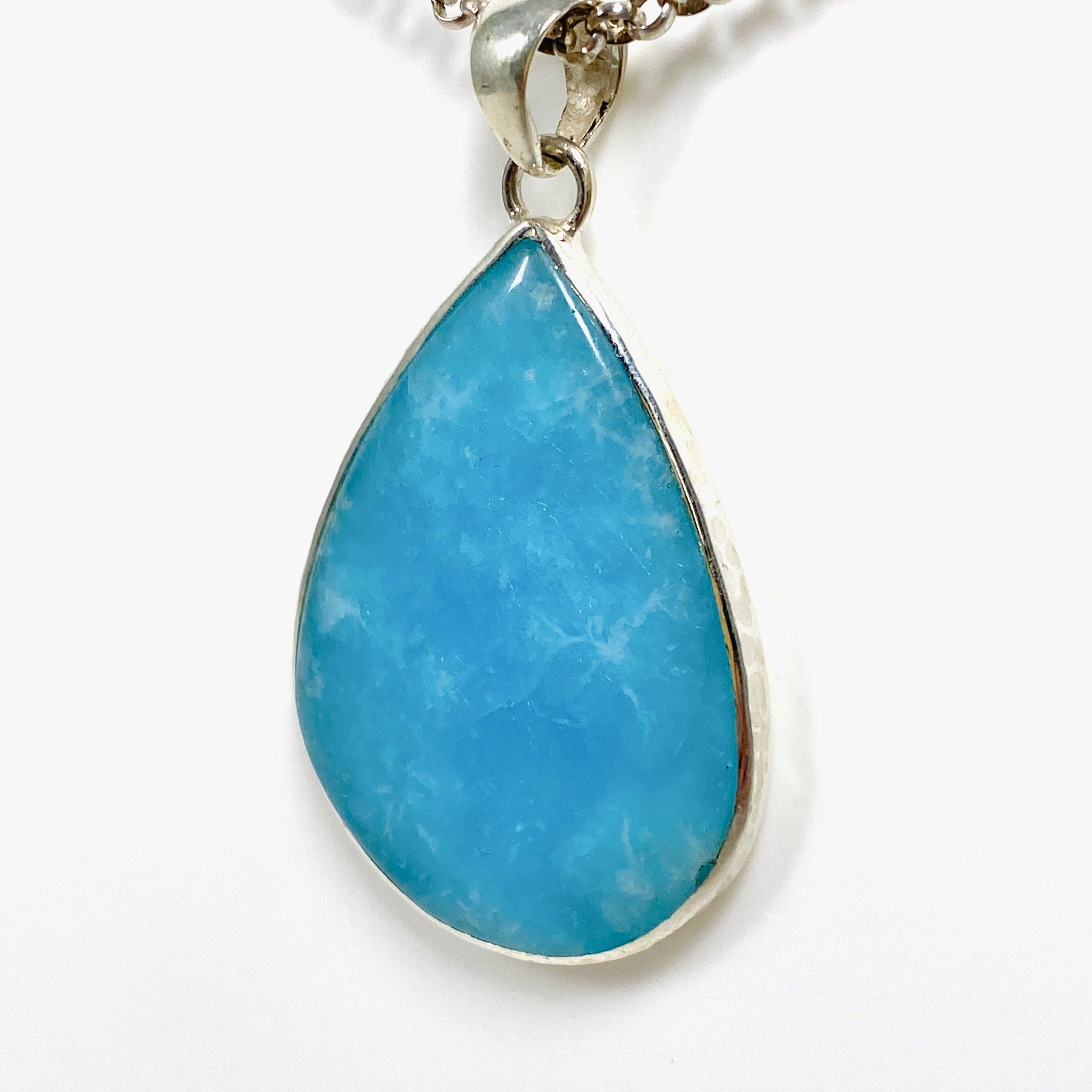 Hemimorphite Teardrop Pendant Necklace - Natural Blue Crystal Jewelry for Women - KPGJ4191 - Perfect for Boho Style, Meditation & Spiritual Healing