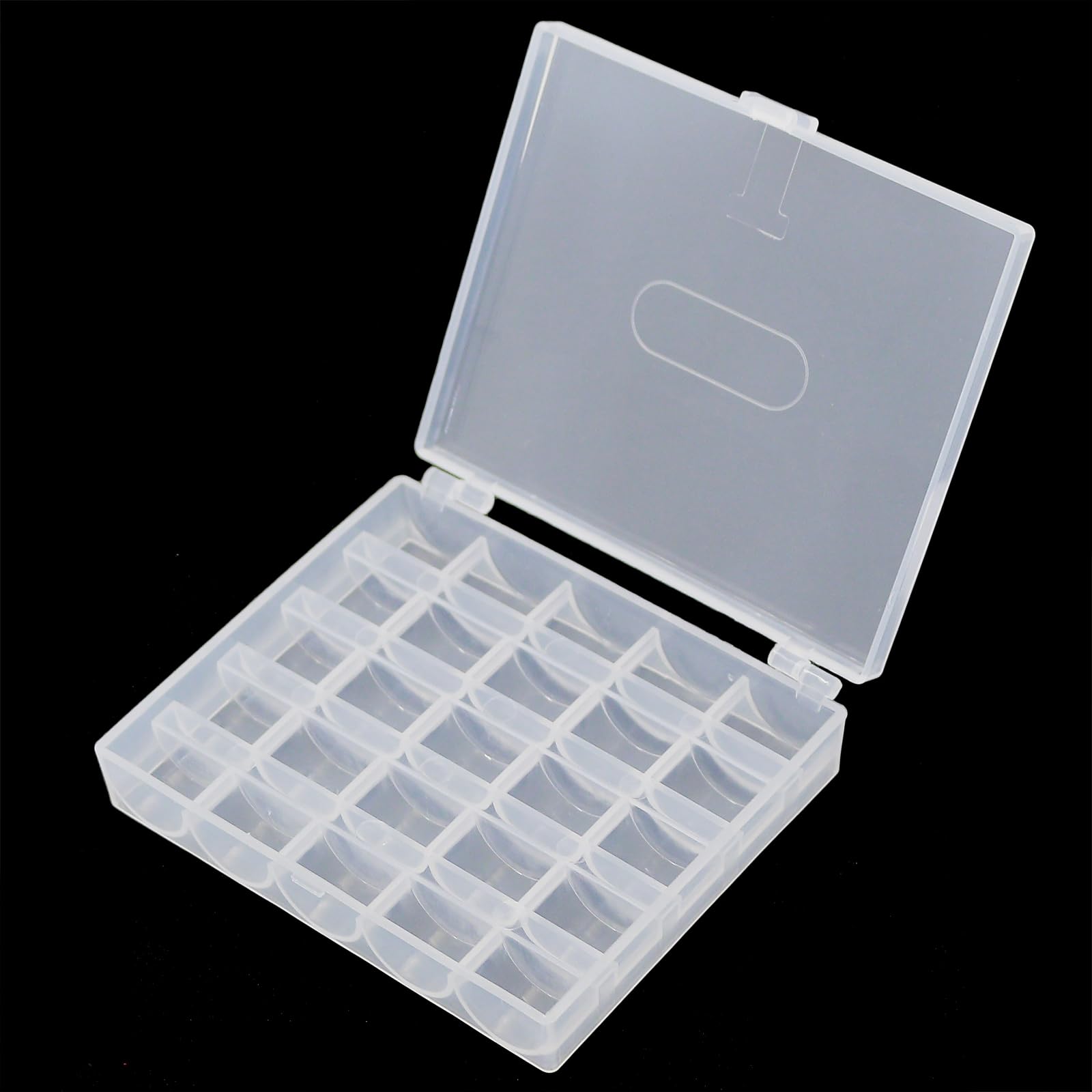 YEQIN 25-Slot Transparent Bobbin Organizer Box - Plastic Storage Case for Sewing Machine Bobbins & Spools - Perfect for Sewing, Quilting & Craft Organization (1Pcs)