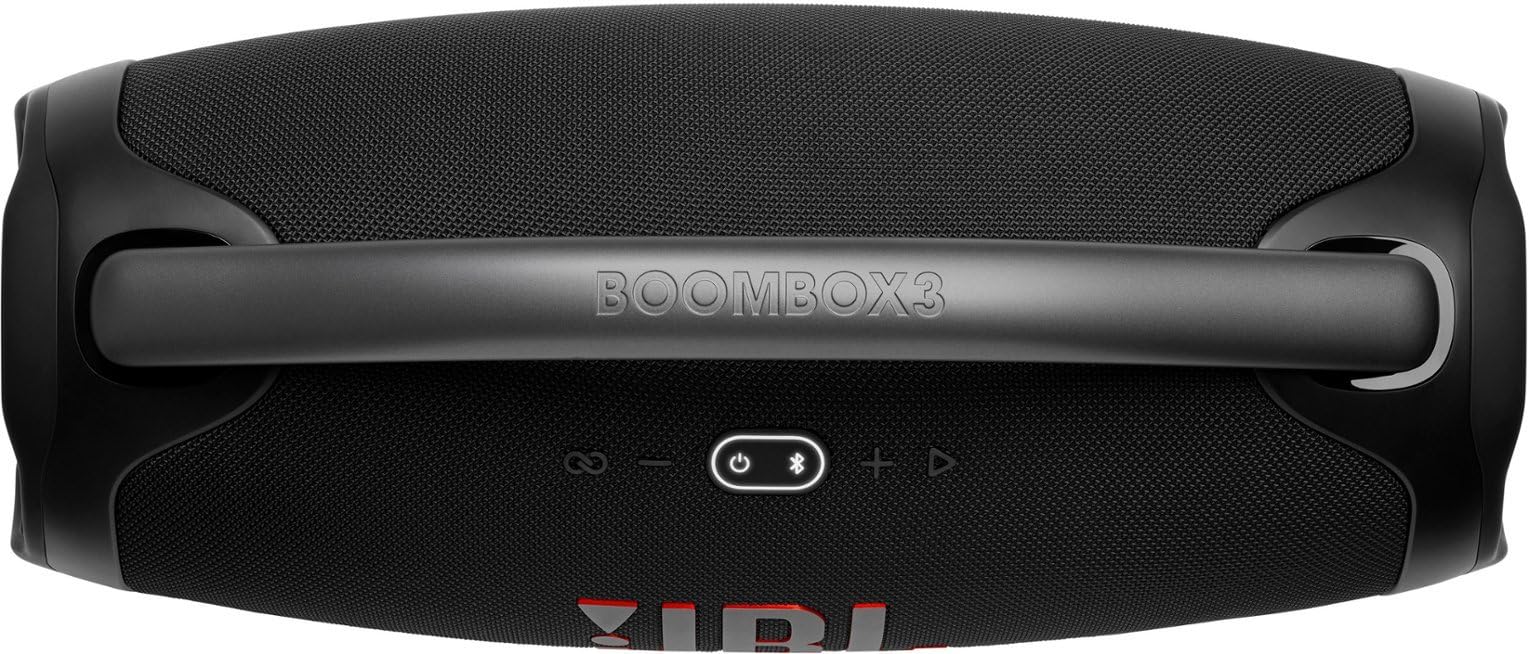 JBL Boombox 3 Portable Bluetooth Speaker - Wireless Outdoor Speaker with Powerful Bass, IPX7 Waterproof, 24-Hour Playtime - Perfect for Beach, Pool Party & Camping (Renewed, Black)