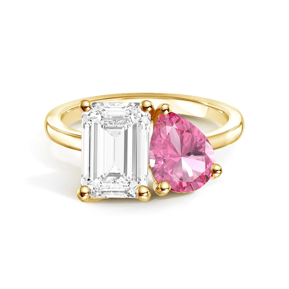 Personalized Toi et Moi Moissanite Birthstone Ring - Custom Anniversary Gift for Couples, Engagements & Romantic Occasions