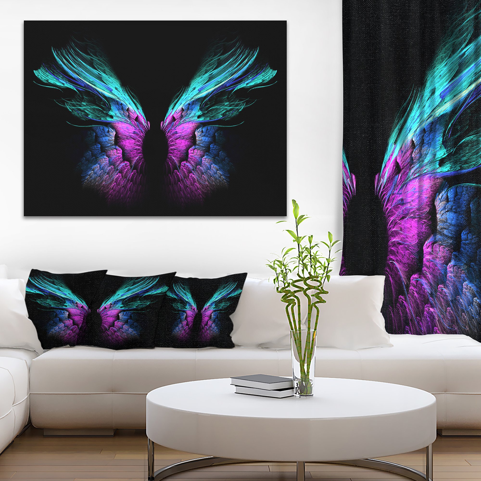 Blue Butterfly Wings Floral Art Canvas Print - Elegant Wall Decor for Living Room, Bedroom & Office - Perfect Home Decoration Gift Idea