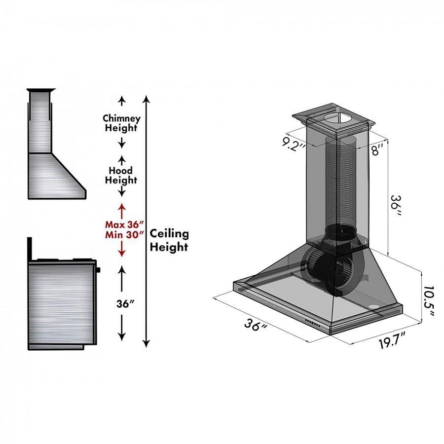 ZLINE Designer Series Hand Hammered Wall Mount Range Hood (8KBH) - Premium Stainless Steel Kitchen Ventilation for Modern Homes | Perfect for Gas Stoves, Cooking, and Smoke Removal