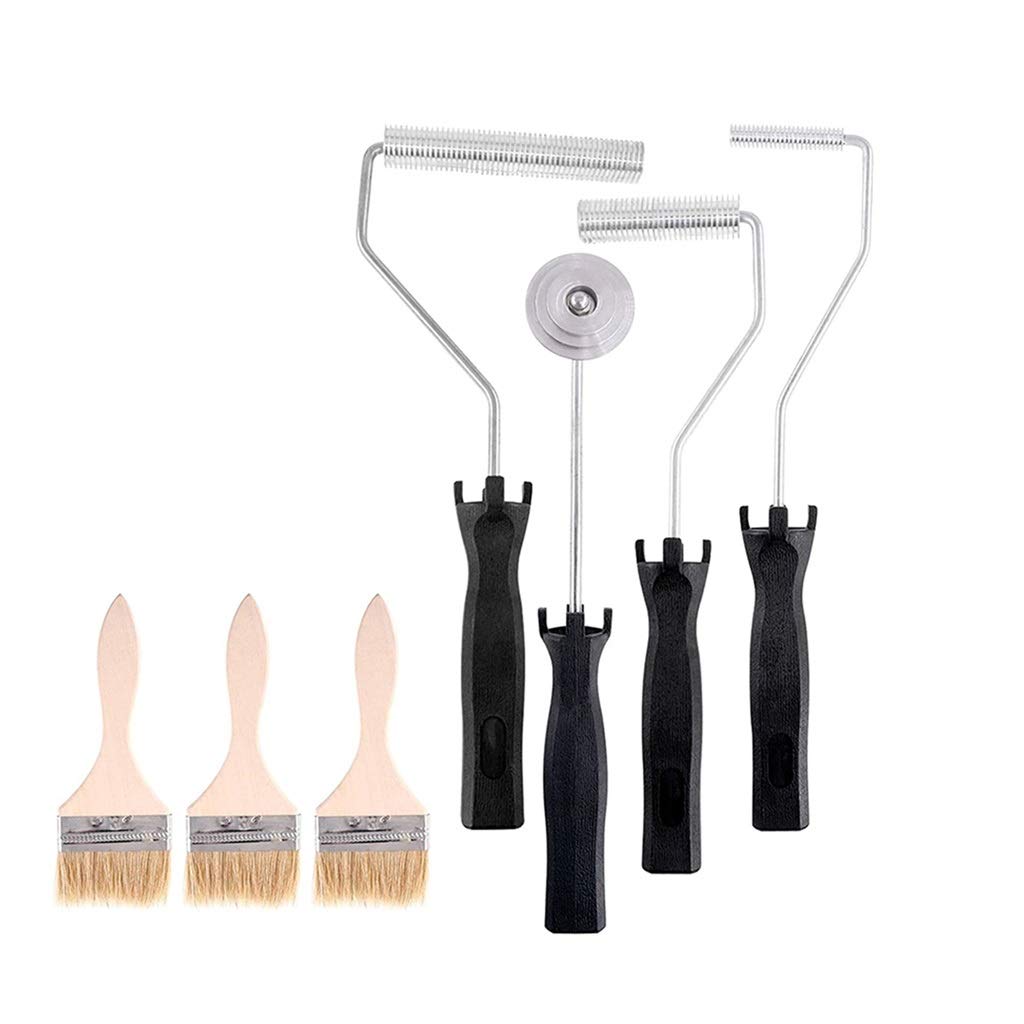 4Pcs Fiberglass Roller Tools and Brushes Set - Bubble Paddle Tool & Laminating Paint Roller Kit for Mold Resin, Fiberglass Tub Repair - Perfect for DIY Boat, RV, and Auto Body Projects