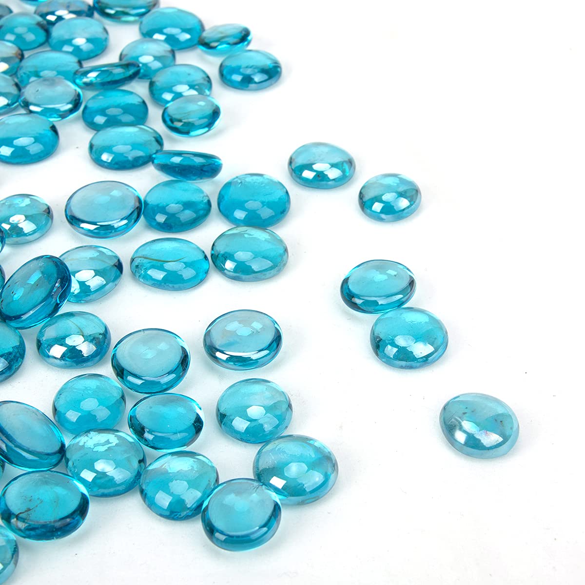 18 Pound Fire Glass Beads - Premium Reflective Azure Blue Fire Pit Glass for Gas Fireplace, Vase Fillers & Aquarium Decor - Enhances Flames & Adds Elegant Sparkle to Indoor/Outdoor Fire Features