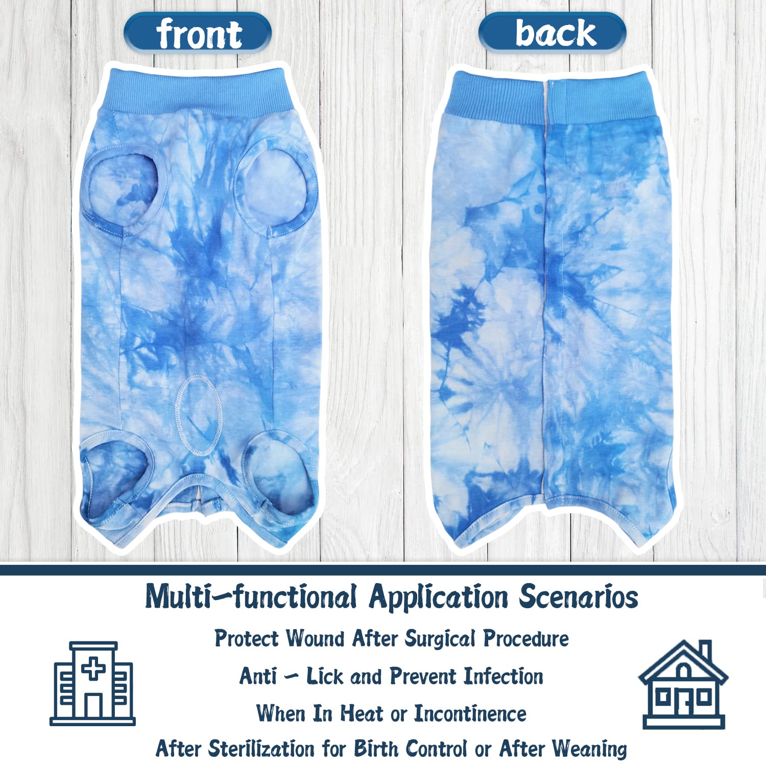 Dog Surgery Recovery Suit - Tie Dye Pet Surgical Onesie for Female Dogs | Cone Alternative After Spay/Neuter | Abdominal Wound Protector | Anti-Licking Suit for Small, Medium & Large Dogs | Perfect for Post-Op Care & Comfort at Home